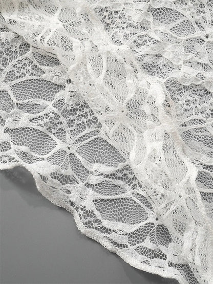Lace Long Sleeve Knitted Perspective Tee for Women