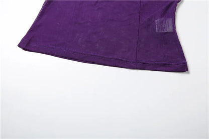 Purple See Through Patchwork Top