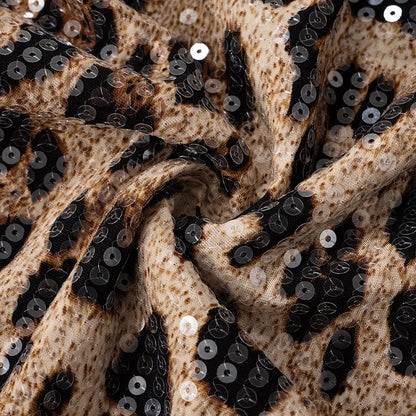 Leopard Strapless Sequin Backless Top