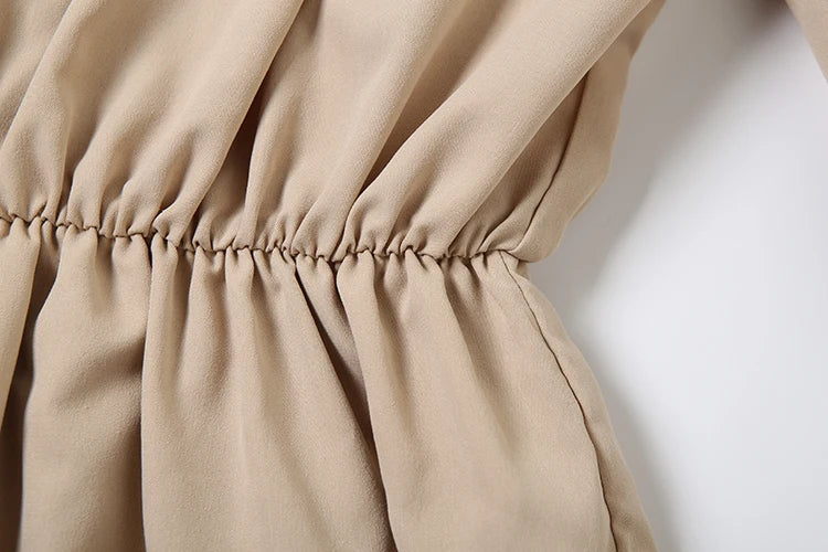 Khaki Lantern Sleeve Mini Dress