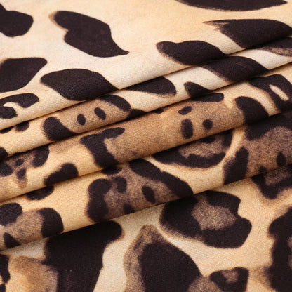 Leopard V-Neck Ruched Long Sleeve Top