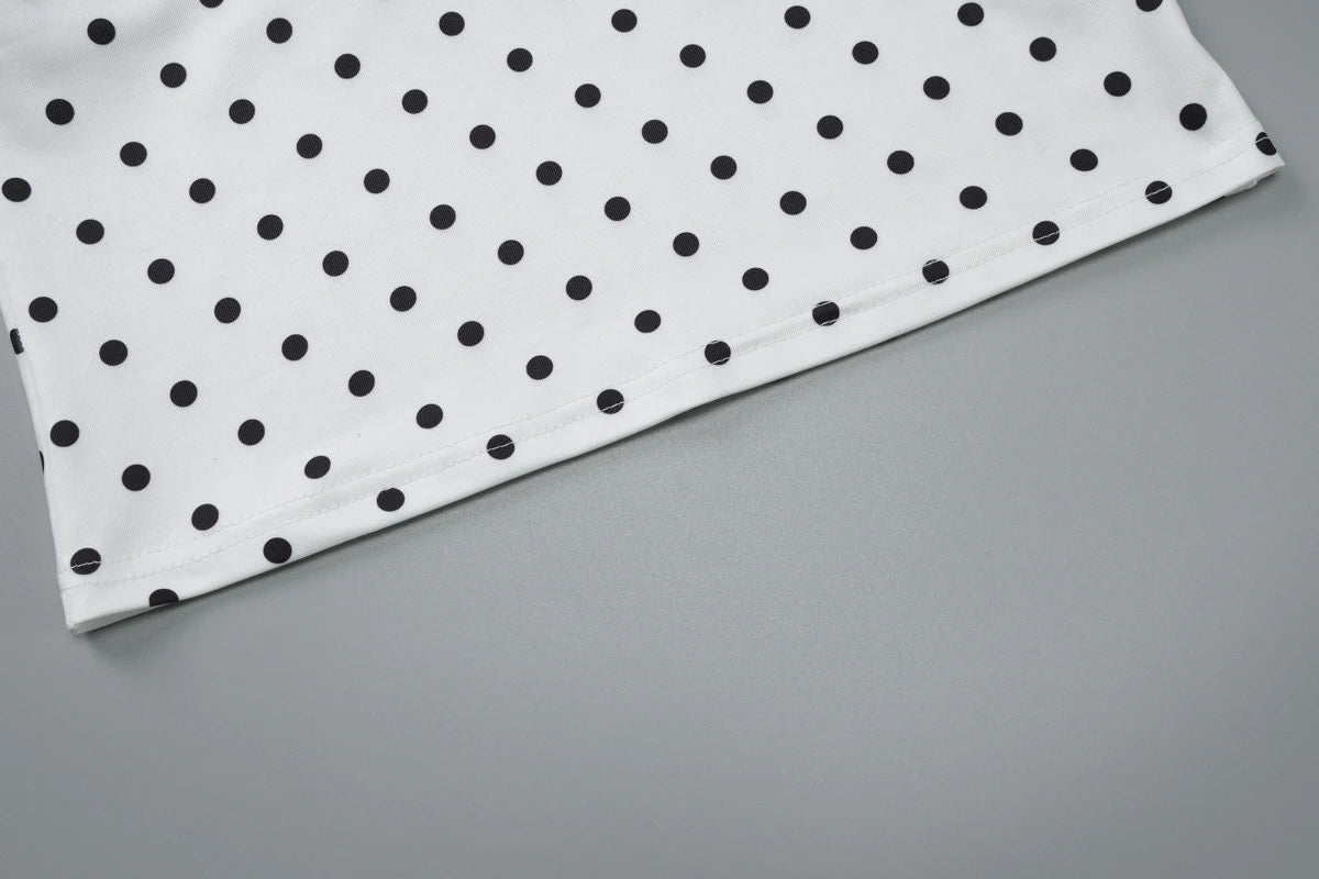White Halter Sleeveless Backless Slim Polka Dot Top