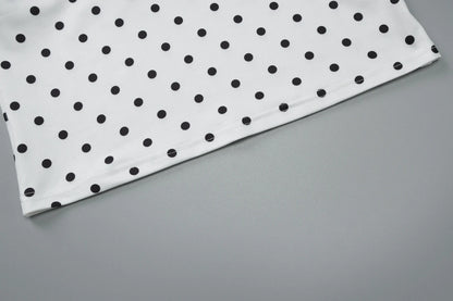 White Halter Sleeveless Backless Slim Polka Dot Top