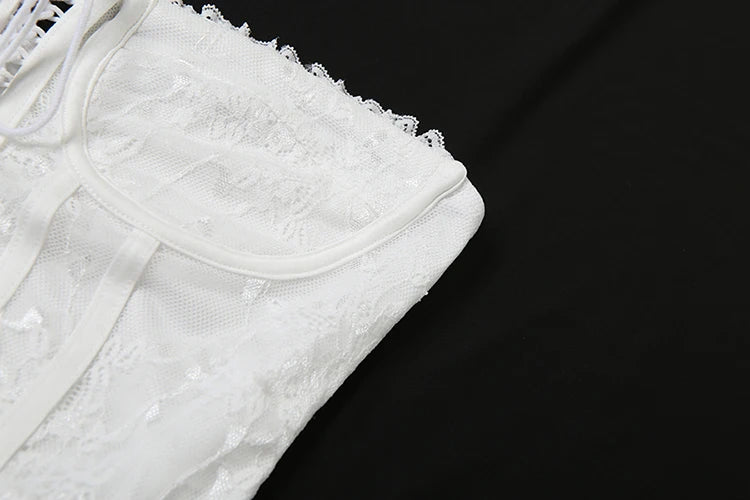 White Lace Strapless Top