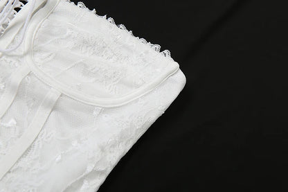 White Lace Strapless Top