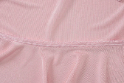 Pink Ruffled Flare Sleeve V-Neck Top