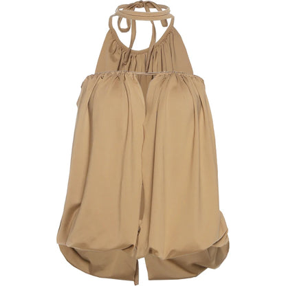 Khaki Ruched Strapless Top