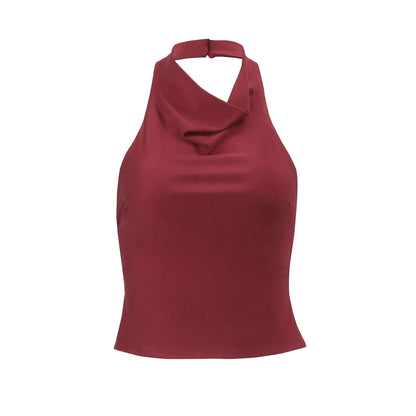 Red Satin Halter Neck Top