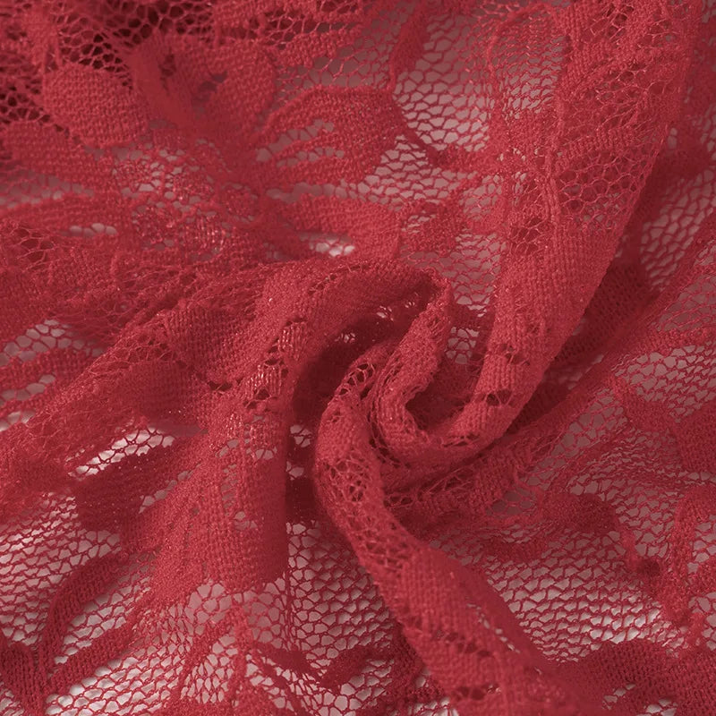 Red See Through Lace Top