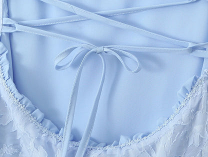 Square Neck Backless Suspender Dress with Fish Tail