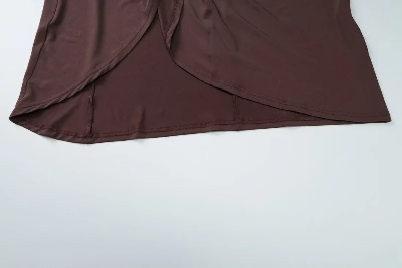 Brown Sleeveless High Slit Maxi Dress