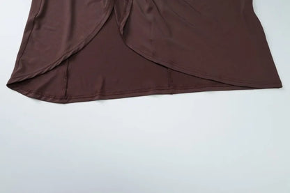 Brown Sleeveless High Slit Maxi Dress