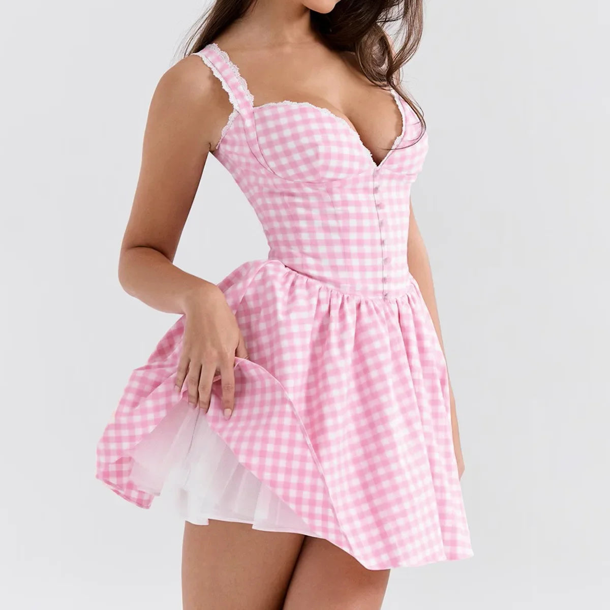 Plaid Dress Lovely Sleeveless Mini A Line Dress