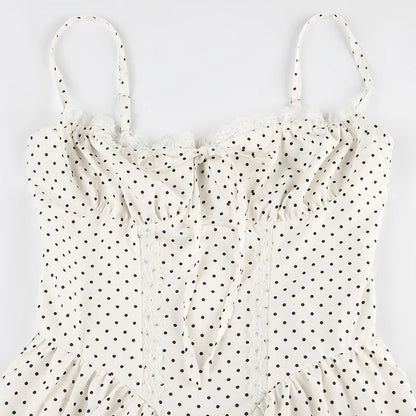 White Polka Dot Mini Dress with Bow Detail