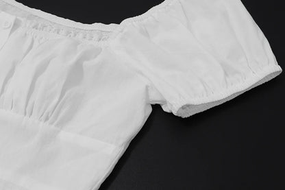 White Raglan Sleeve Button Detail Tank Top