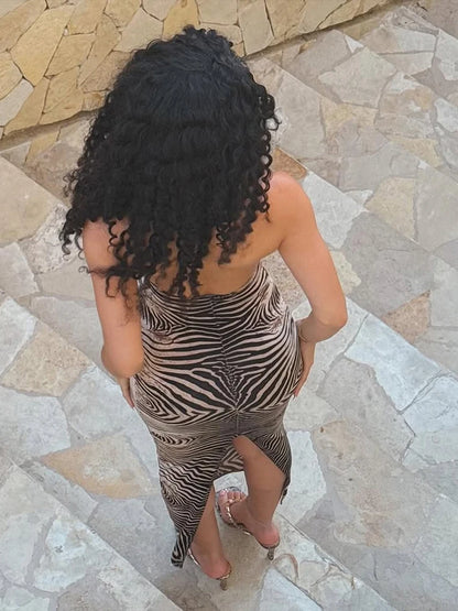 Stunning Stripe Maxi Dress - Hipster Halter Backless