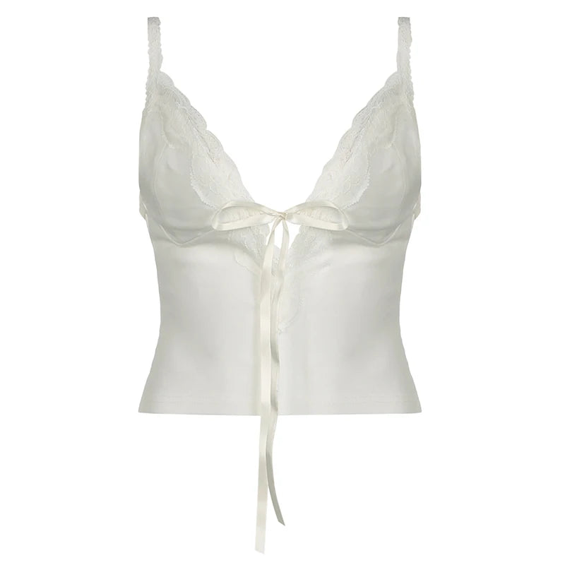 White Bow Lace Top