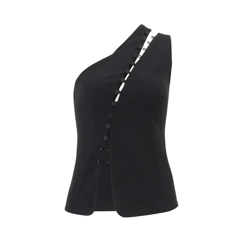 Black Off Shoulder Sleeveless Backless Top