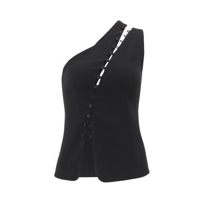 Black Off Shoulder Sleeveless Backless Top