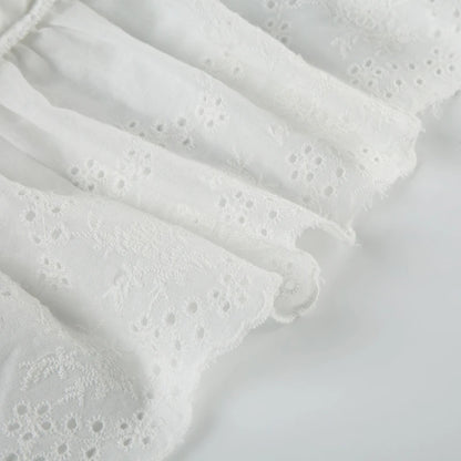 White Embroidery Mini Skirt with Shorts