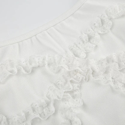 Lace Bow White Camisole - Cute Sleeveless Slim Crop Top
