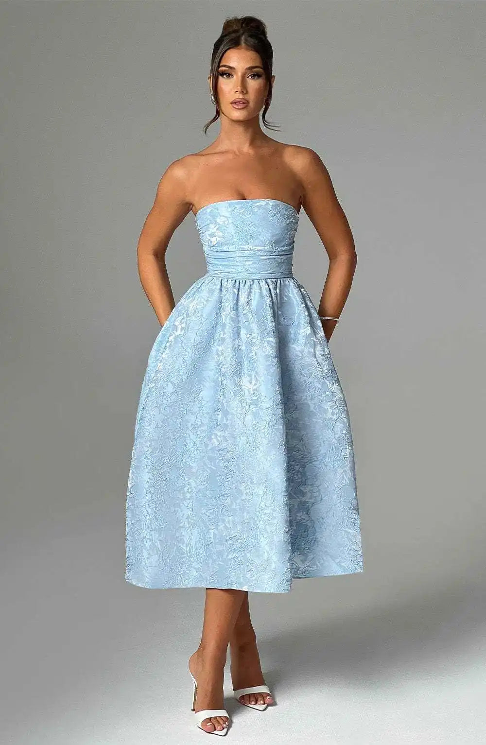 Strapless Satin Backless Long Dress