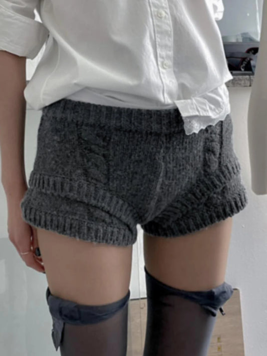 Slimming Knit Shorts Color 's Bottoms Leisure Comt