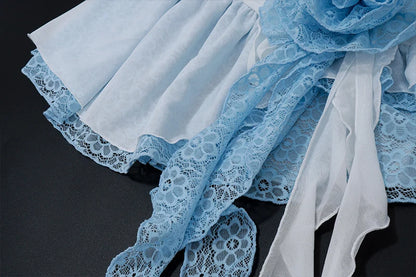 Lace Mini Skirt with Asymmetrical Ruffle