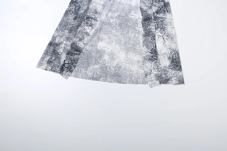 Gray Long Tie-Dye Ruffles Top