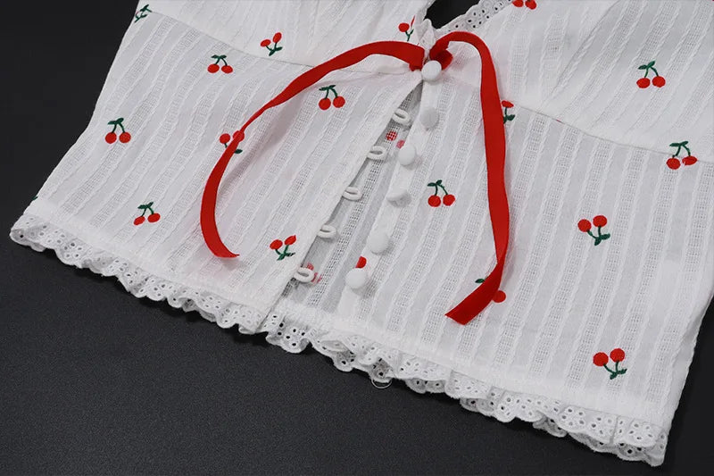 White Floral Lace Bow Top