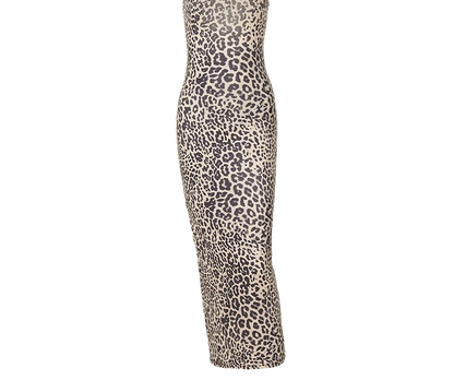 Chic Leopard Backless Bodycon Maxi Dress
