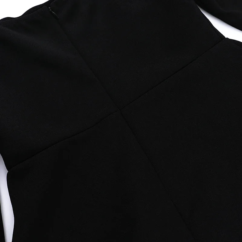 Chic Pearl Long Sleeve High Waist Mini Dress