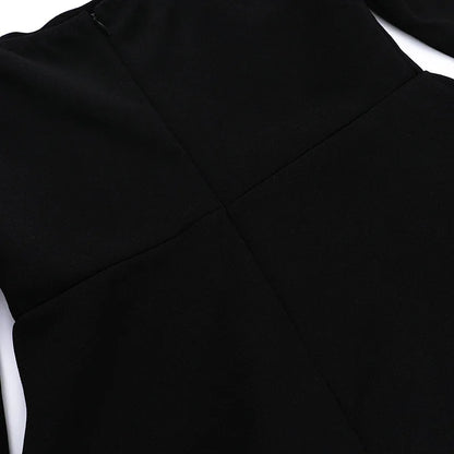 Chic Pearl Long Sleeve High Waist Mini Dress