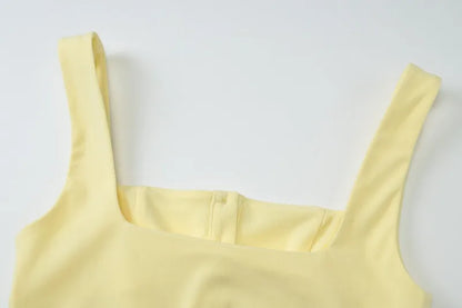 Button Up Square Neck Low Cut Tank Top