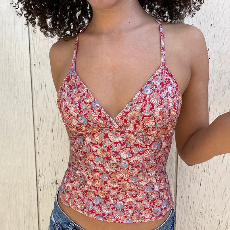 V-Neck Slim Halter Top