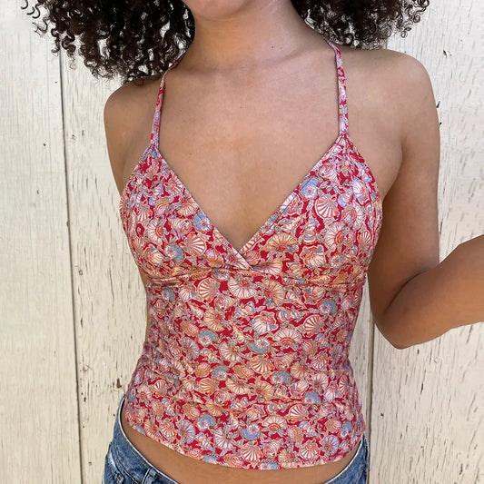 V-Neck Slim Halter Top