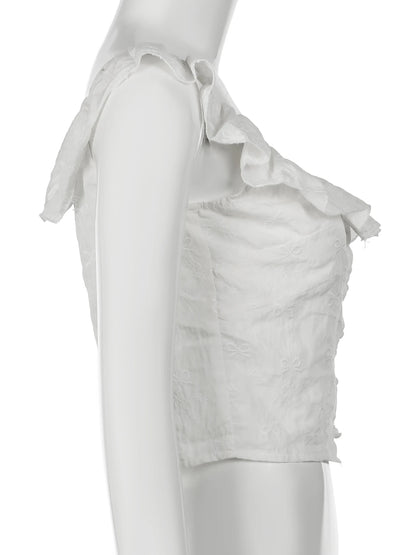 White Ruffles Camisole Tank Top