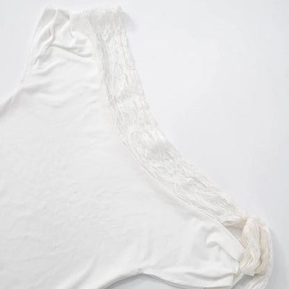 S Spring Color Lace Patchwork Sleeveless Slim Top