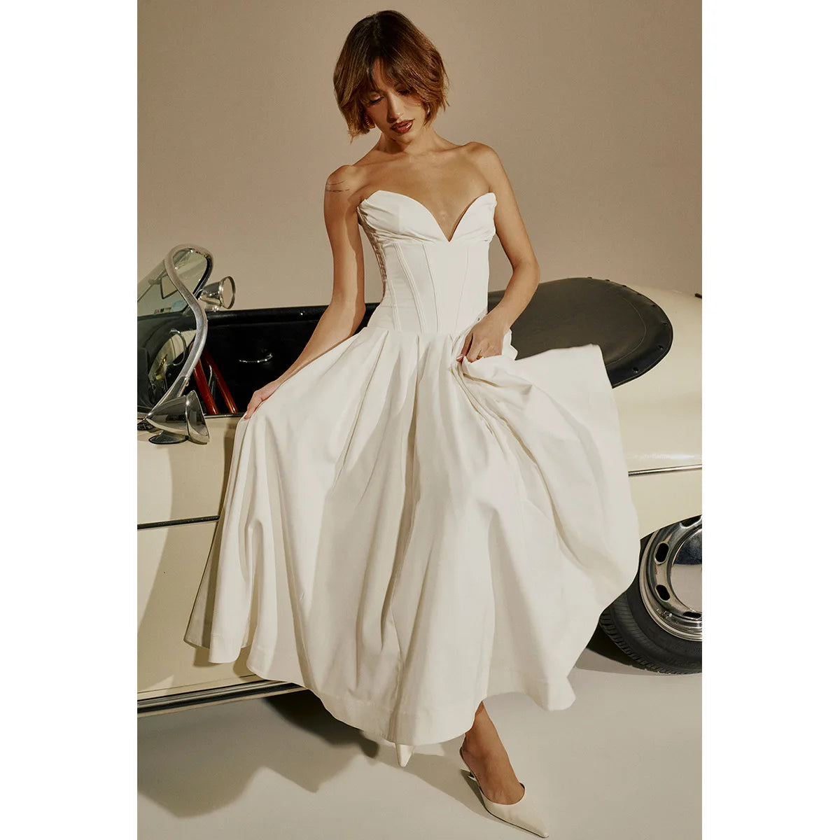 Strapless mal Occasion Dress Midi Dresses Red Wedding Guess Dress