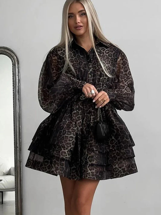 Leopard Long Sleeve Mini Dress