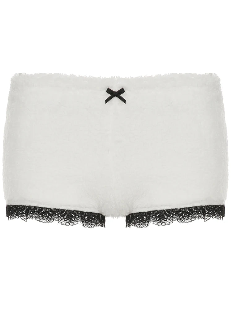 Low Waisted Bow Lace Edge Shorts Slim Bottoms Shorts