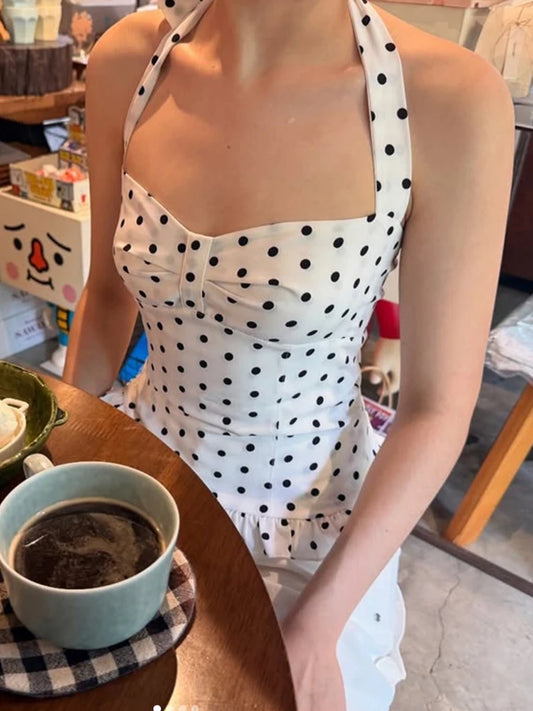 White Polka Dot Top