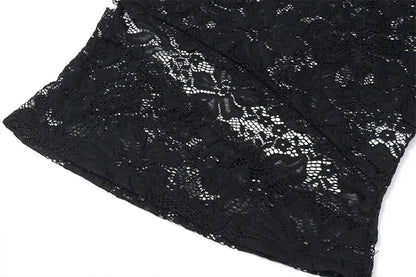 Black Lace See Through Top and Maxi Skirt Two Piece Set
