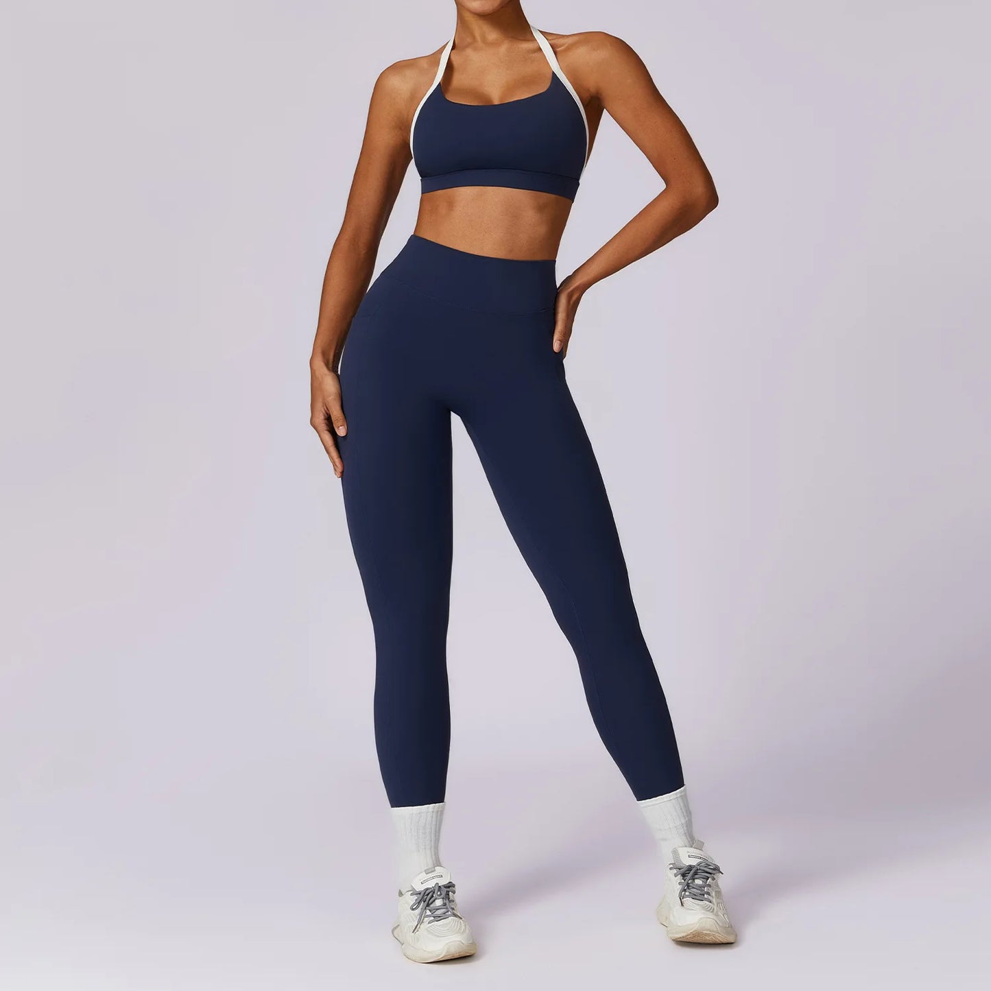2 Pieces Tracksuit Yoga Set Workout Sports Gym Fitness Long Sleeve Crop Top High Waist Leggings Sports Suits