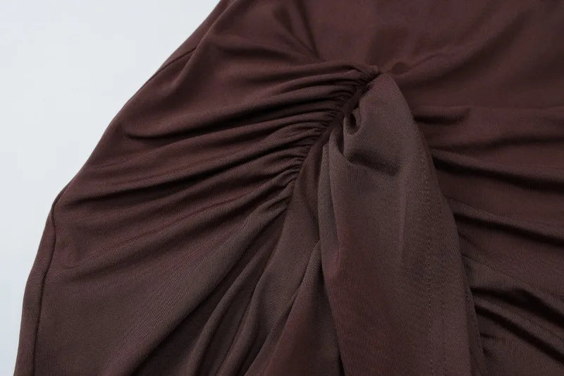 Brown Sleeveless High Slit Maxi Dress