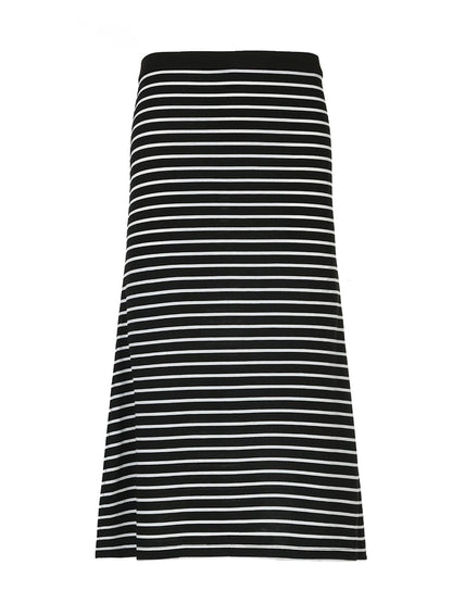 Strip Long Skirt with Chic Slit Design