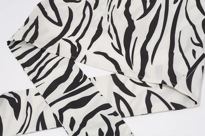 Zebra Swinging Collar Hollow Out Halter Top