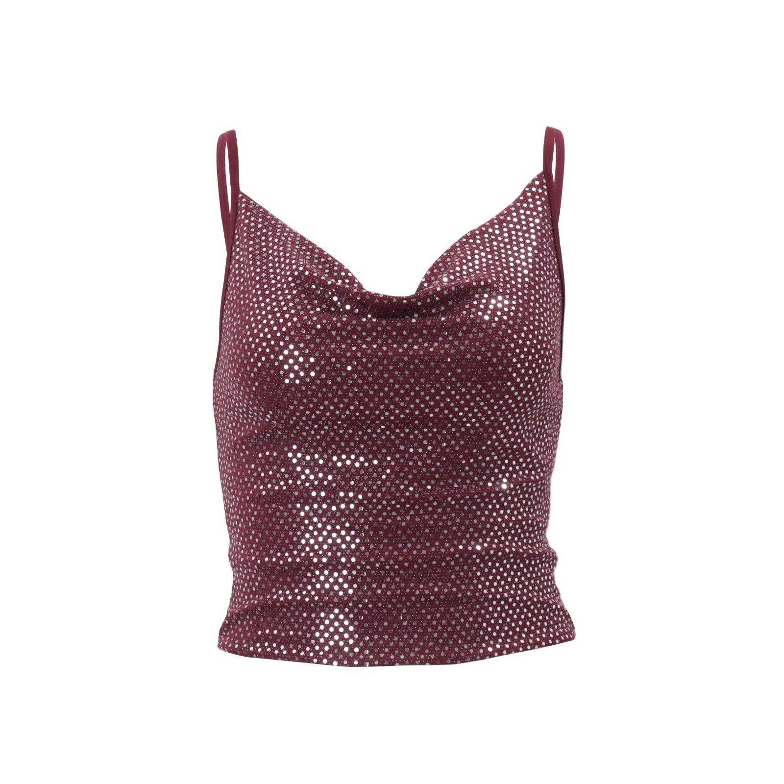 Red Sequins V-Neck Slim Backless Tank Top