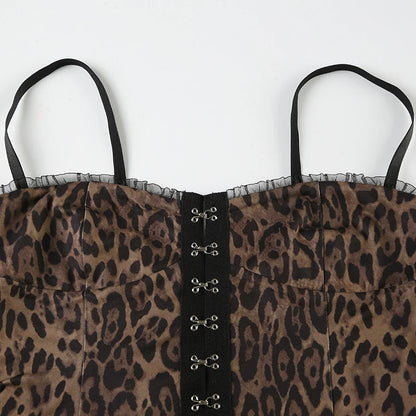 Leopard Print Sleeveless Button Camisole Top