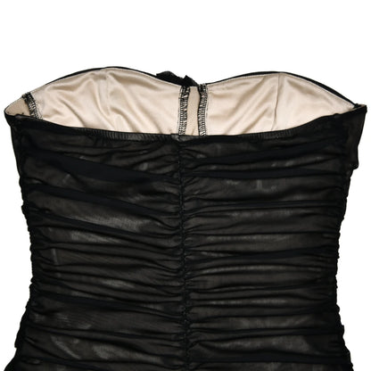 Mesh Patchwork Ruffle Edge Double Layered Bodycon Dress